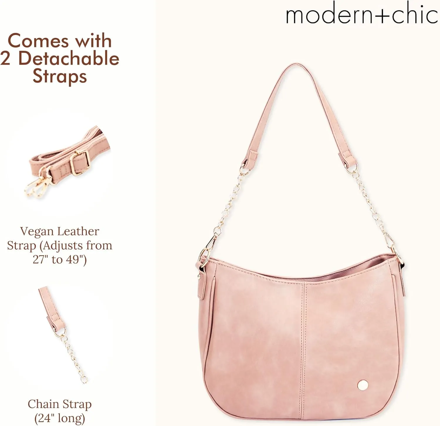 Modern Chic Crossbody Bags for Women - Marissa Saddle Crossbody, Vegan Leather Shoulder or Handbag with Two Adjustable Straps