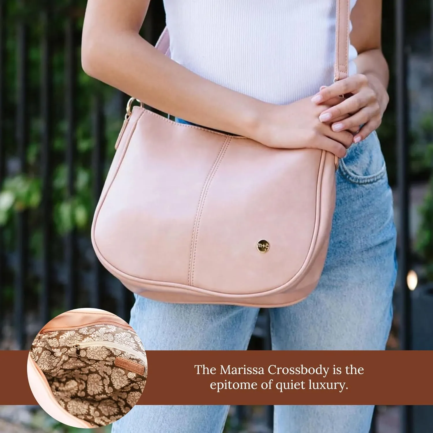Modern Chic Crossbody Bags for Women - Marissa Saddle Crossbody, Vegan Leather Shoulder or Handbag with Two Adjustable Straps