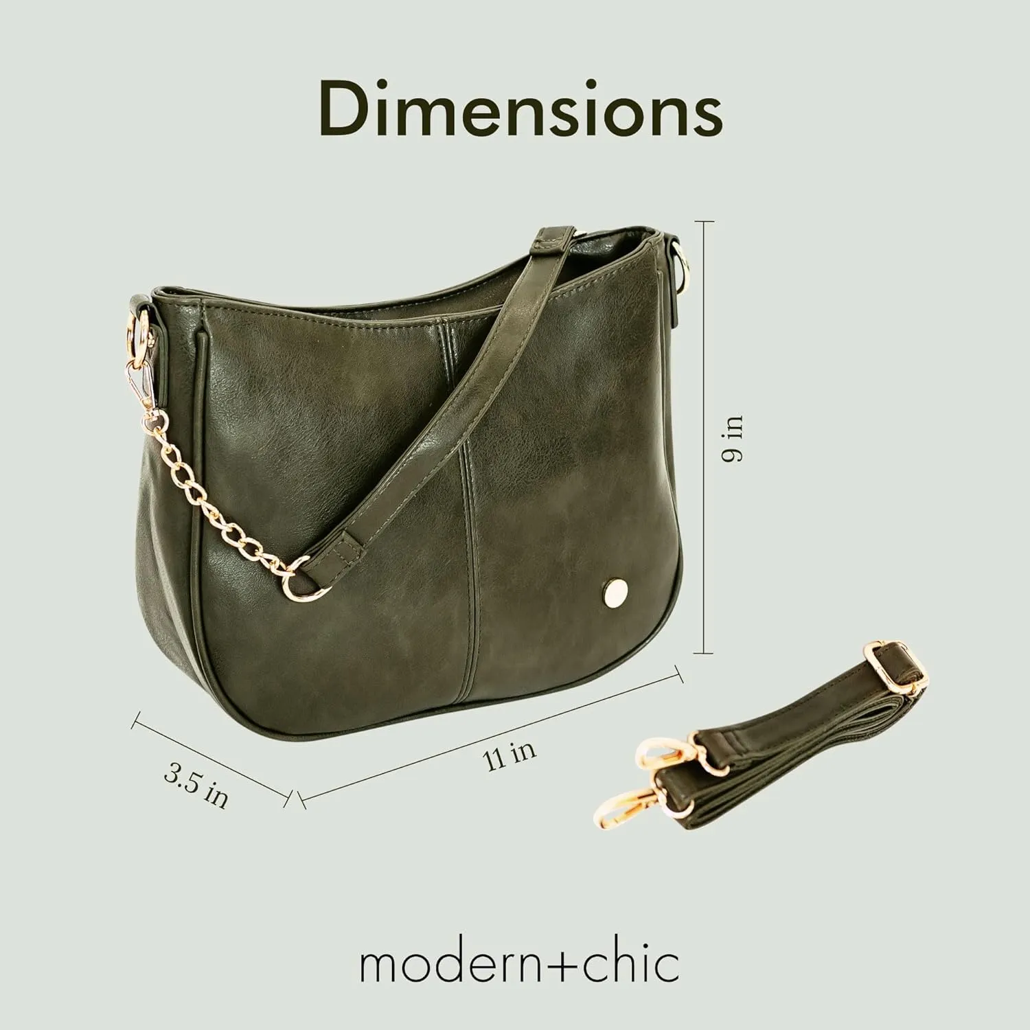 Modern Chic Crossbody Bags for Women - Marissa Saddle Crossbody, Vegan Leather Shoulder or Handbag with Two Adjustable Straps