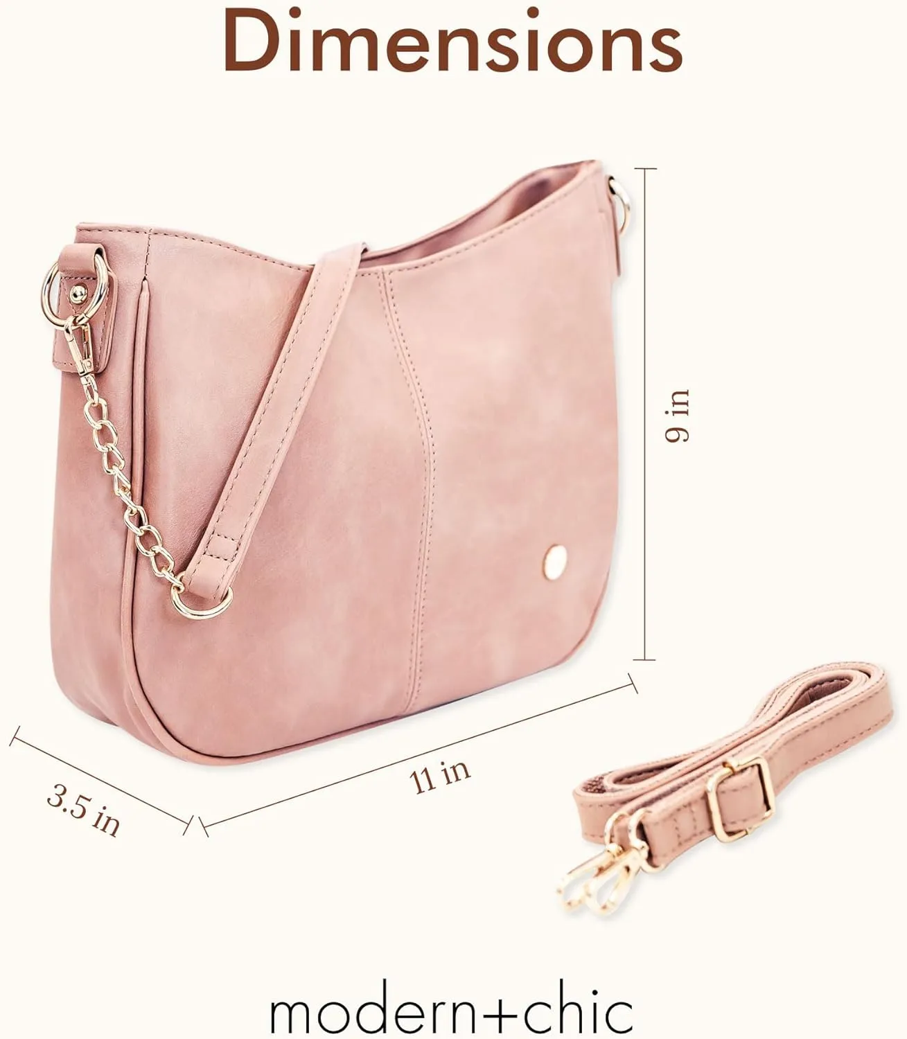 Modern Chic Crossbody Bags for Women - Marissa Saddle Crossbody, Vegan Leather Shoulder or Handbag with Two Adjustable Straps