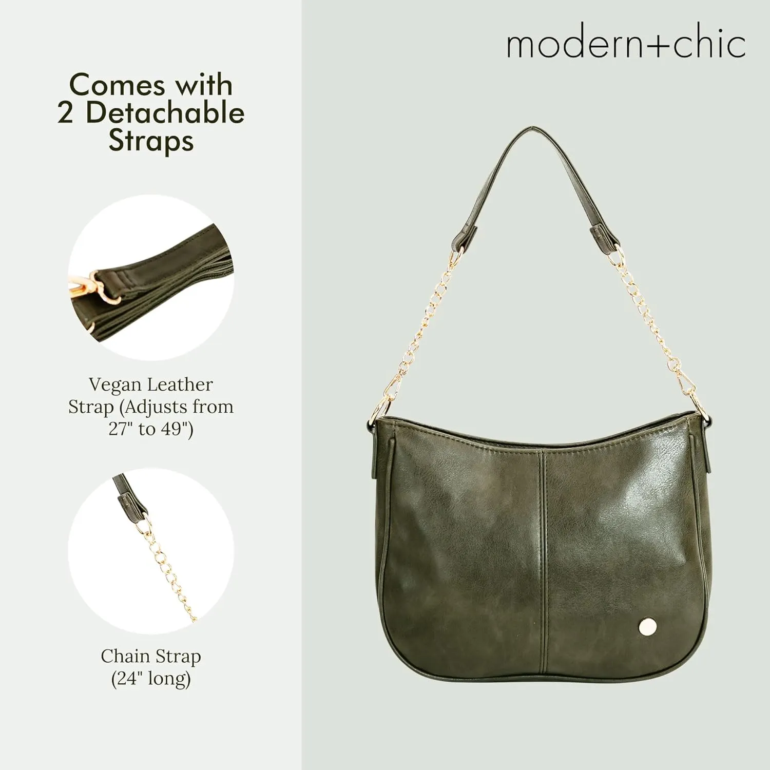 Modern Chic Crossbody Bags for Women - Marissa Saddle Crossbody, Vegan Leather Shoulder or Handbag with Two Adjustable Straps