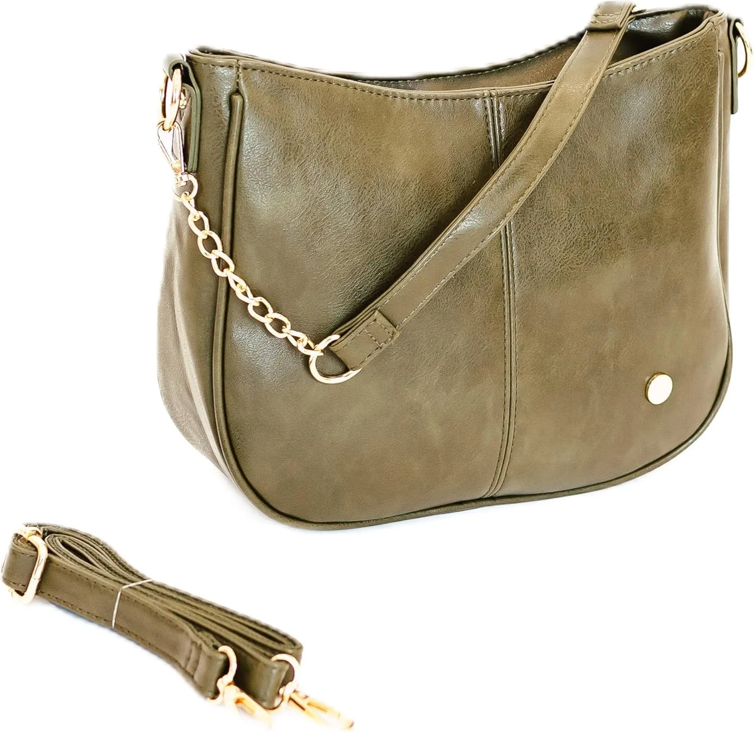 Modern Chic Crossbody Bags for Women - Marissa Saddle Crossbody, Vegan Leather Shoulder or Handbag with Two Adjustable Straps