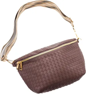 Modern Chic Rory Oversized Crisscross Belt Bag for Women, Vegan Leather Crossbody Bag with Strap and Multiple Pockets