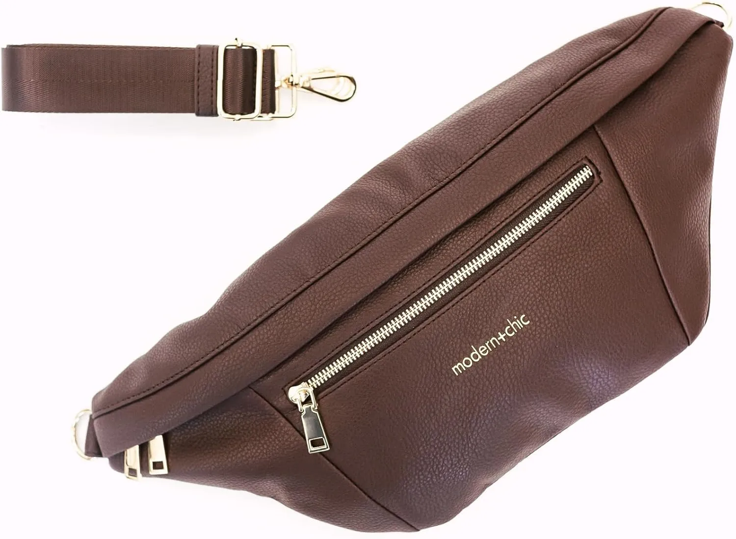 Modern Chic Sling Bags for Women - Presley Oversized Sling Bag, Vegan Leather Crossbody Bag with Strap & Multiple Pockets (Coffee)