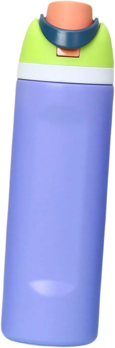 Modern Insulated Water Bottle with Reusable Straw & Carry Handle, Fits in Car Cup Holder, Leakproof Stainless Steel Water Bottles for Sports Travel Work School, 24oz Purple