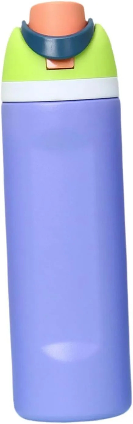 Modern Insulated Water Bottle with Reusable Straw & Carry Handle, Fits in Car Cup Holder, Leakproof Stainless Steel Water Bottles for Sports Travel Work School, 24oz Purple