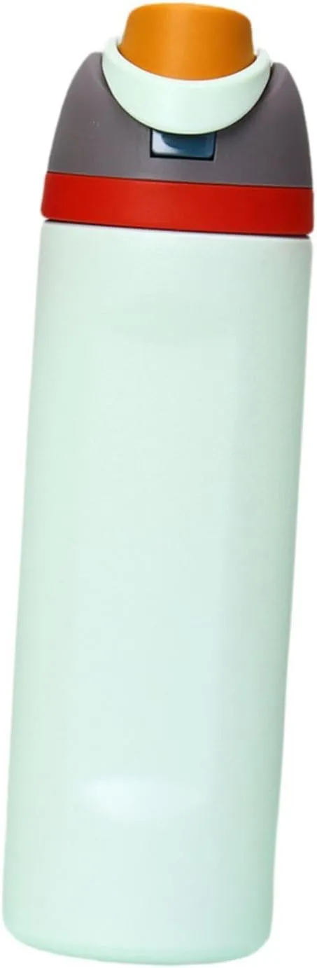 Modern Insulated Water Bottle with Reusable Straw & Carry Handle, Fits in Car Cup Holder, Leakproof Stainless Steel Water Bottles for Sports Travel Work School, 24oz White