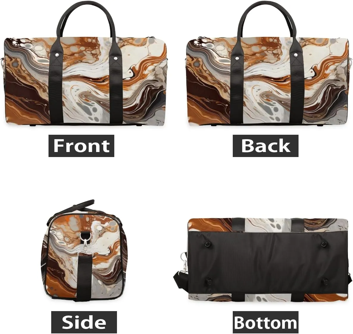 Modern Marble Travel Duffle Bag for Women Men Gym Duffel Foldable Bag Waterproof Weekender Abstract Art Duffle Tote