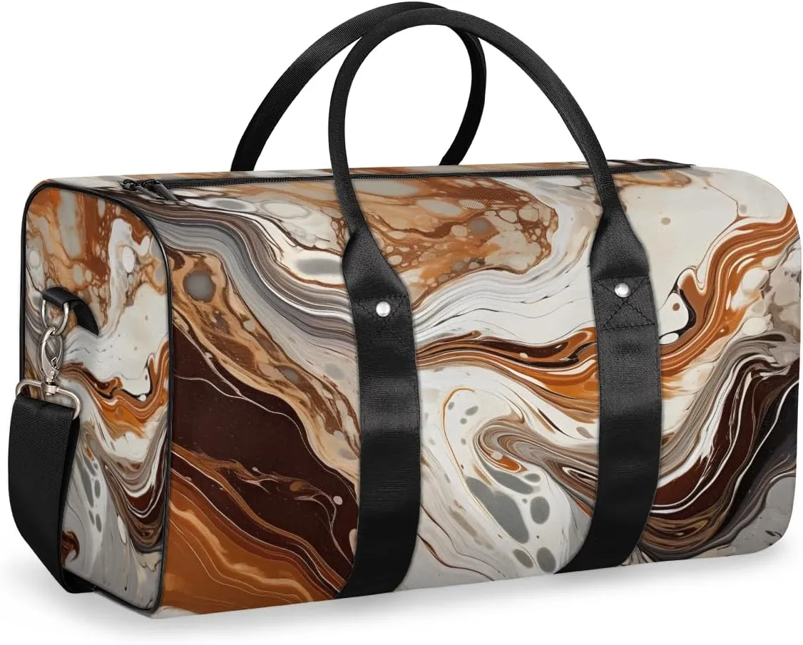 Modern Marble Travel Duffle Bag for Women Men Gym Duffel Foldable Bag Waterproof Weekender Abstract Art Duffle Tote