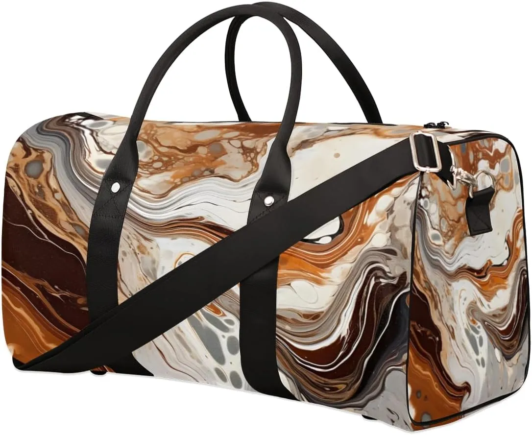 Modern Marble Travel Duffle Bag for Women Men Gym Duffel Foldable Bag Waterproof Weekender Abstract Art Duffle Tote