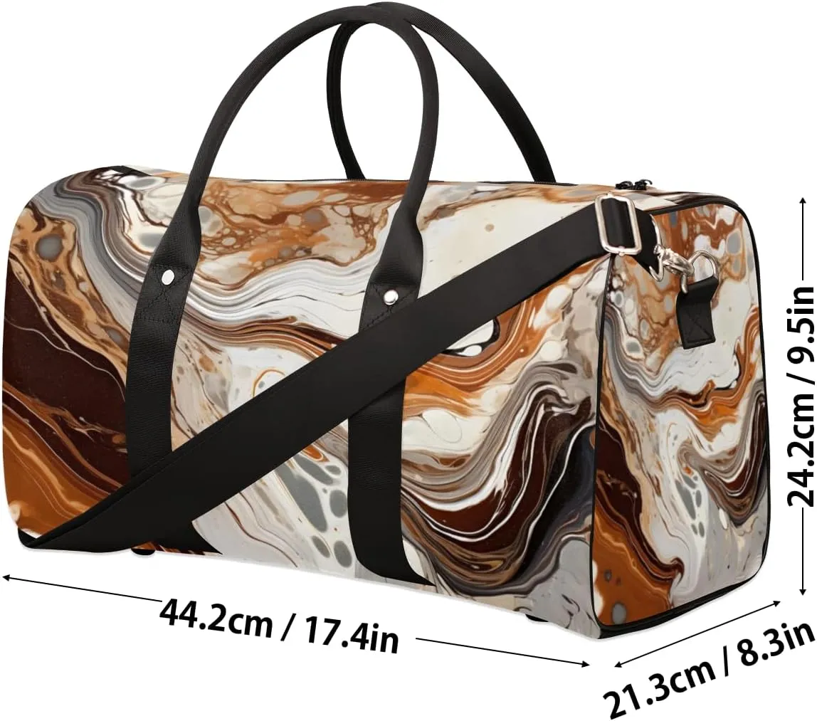 Modern Marble Travel Duffle Bag for Women Men Gym Duffel Foldable Bag Waterproof Weekender Abstract Art Duffle Tote