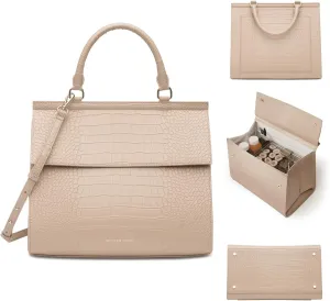 Modern Picnic Vegan Leather Lunch Bag for Women, Cooler Lunch Bag for Girls Easily Wipeable, Adjustable Shoulder Strap, Women’s Lunch Bags for Work/Office/Outdoor (Cream) As Seen on Shark Tank