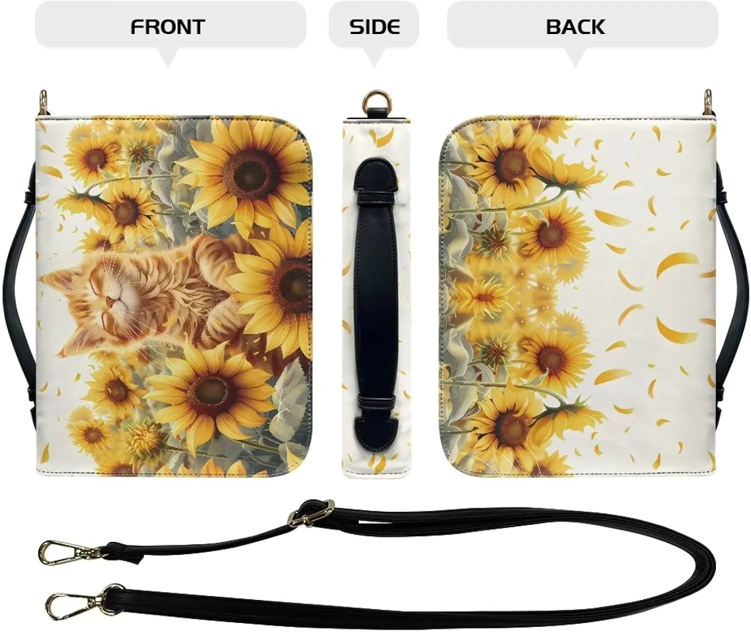 Modern PU Leather Bible Cover with Shoulder Strap Church Book Cover,Carrying Book Case Crossbody Bag