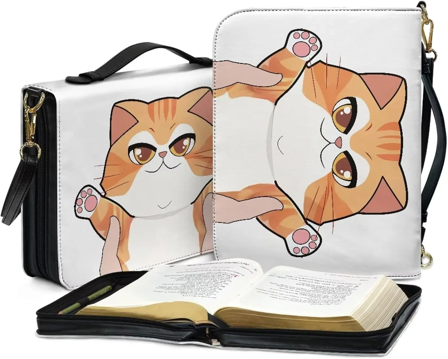 Modern PU Leather Bible Cover with Shoulder Strap Church Book Cover,Carrying Book Case Crossbody Bag