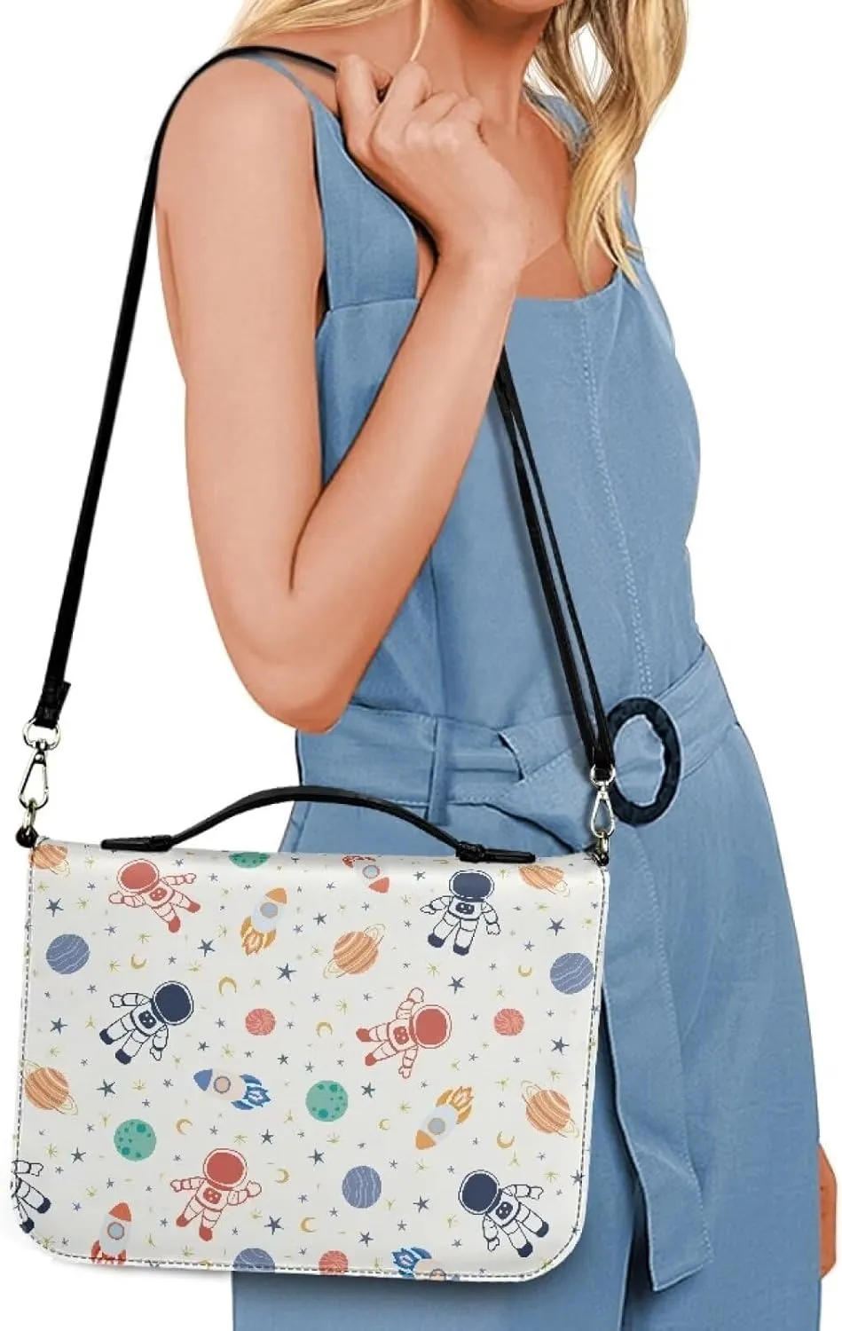 Modern PU Leather Handle Bible Cover Church Book Cover with Strap,Carrying Book Case Crossbody Bag