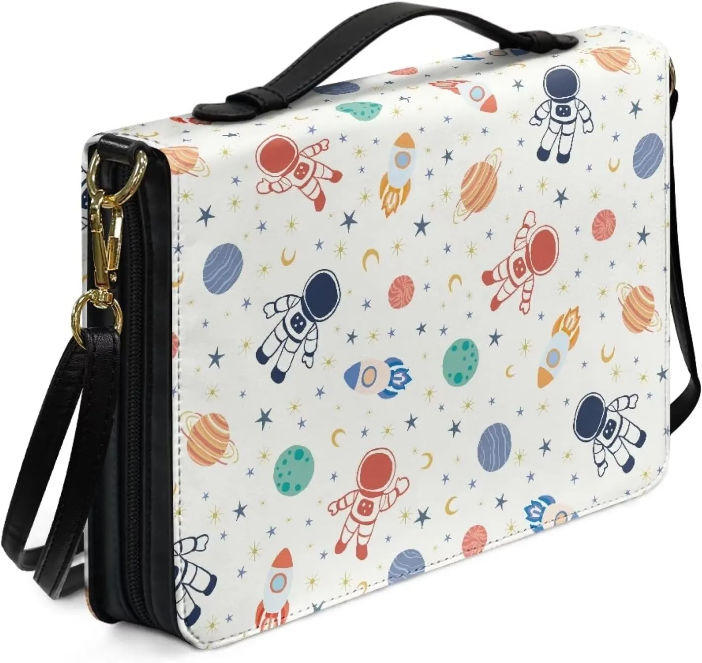 Modern PU Leather Handle Bible Cover Church Book Cover with Strap,Carrying Book Case Crossbody Bag