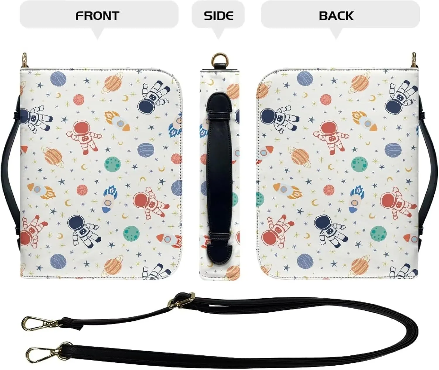 Modern PU Leather Handle Bible Cover Church Book Cover with Strap,Carrying Book Case Crossbody Bag