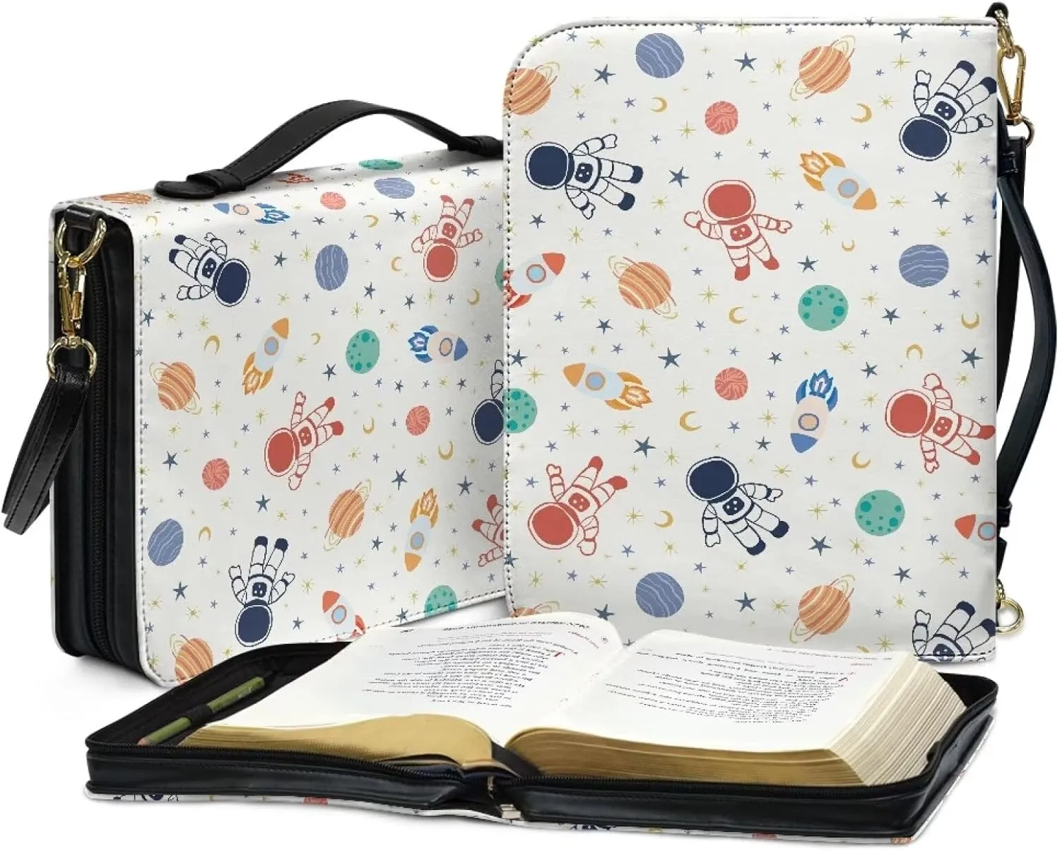 Modern PU Leather Handle Bible Cover Church Book Cover with Strap,Carrying Book Case Crossbody Bag