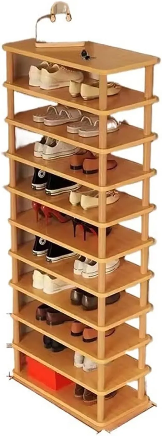 Modern Shoe Rack Home Doorway Simple Multilayer Small Narrow Dormitory Shoe Cabinet Organizer(Brown)