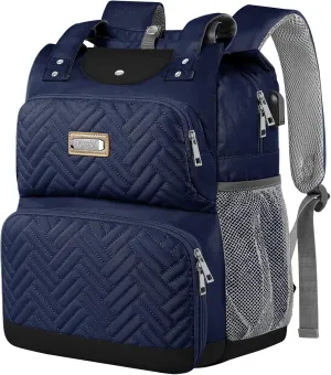 Mogplof Women Lunch Backpack, 15.6 Inch Laptop Backpack with USB Port RFID Pockets, Water-resistant College Insulated Cooler Backpacks Business Travel Work Leakproof Lunch Box Backpack for Work