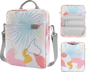 MoKo 13.3-14 Inch Laptop Sleeve Bag Fits MacBook Pro M3/M2 14" 2023, MacBook Pro 13" M2, New MacBook Air 13.6" M3/M2 2024/2022,Tab S8 Ultra 14.6",Handle Carrying Case with Shoulder Strap,Tropical Leaf