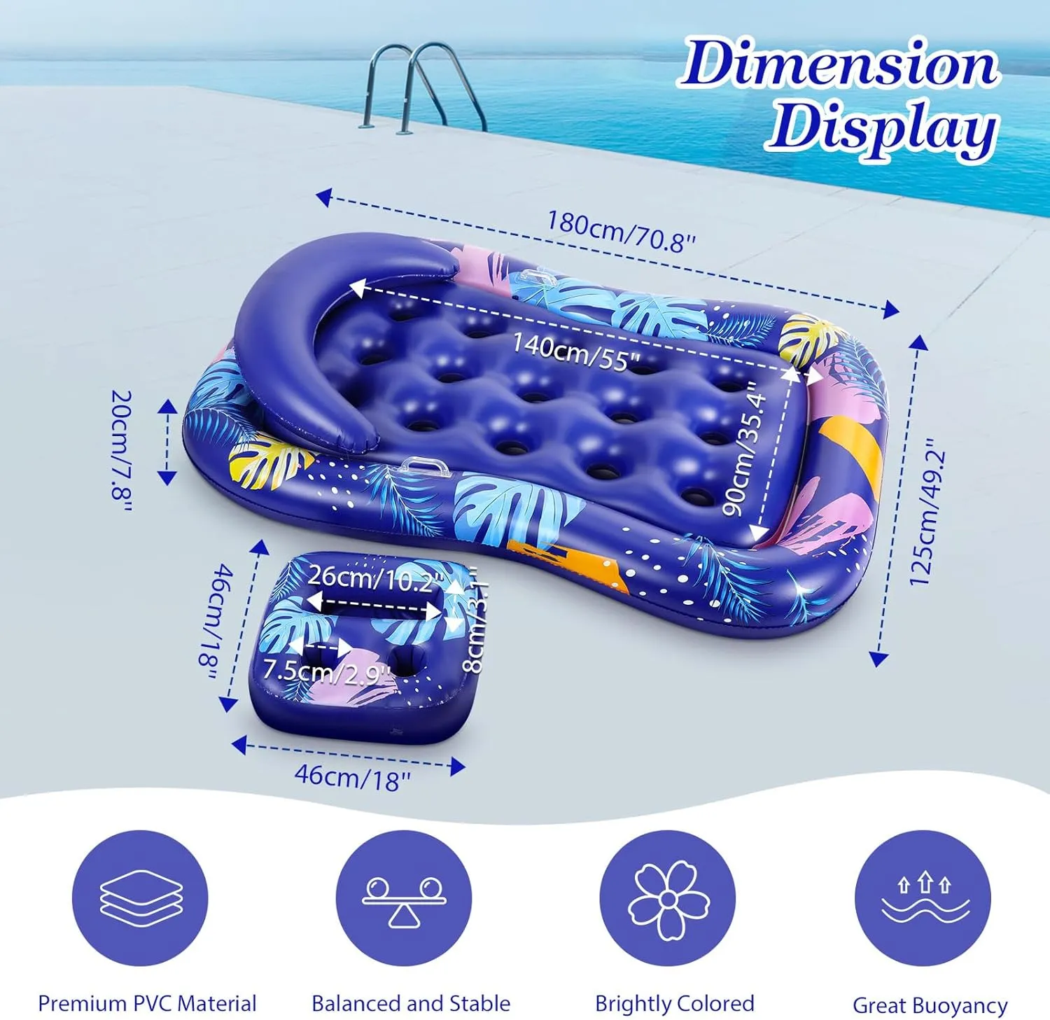 MoKo Pool Floats Adult, Inflatable Chairs, Pool Floaties, Inflatable Pool Toys with Cup Holders for Beach Party Water Park