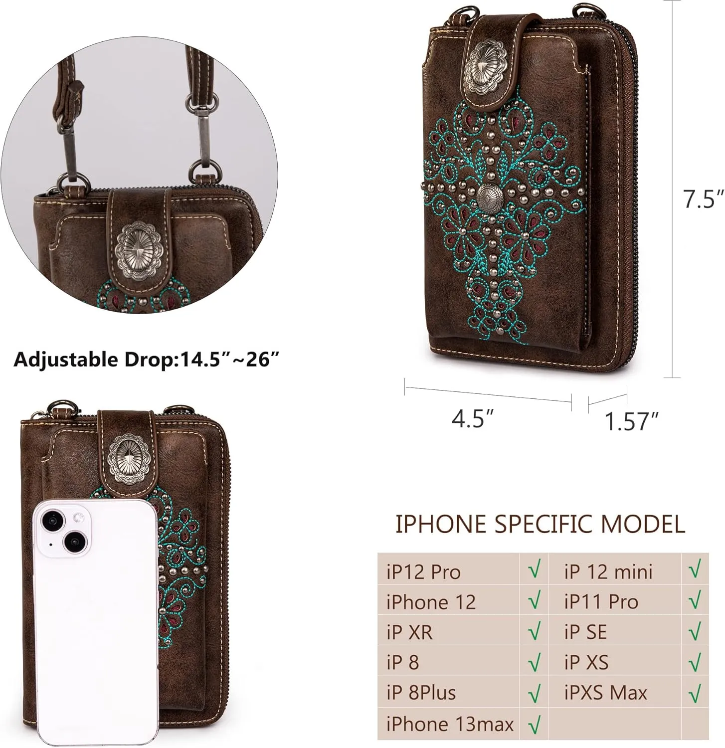 Montana West Small Crossbody Bags for Women Western Handbag with Cash Slots