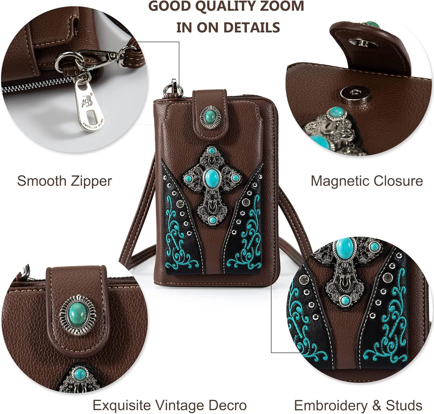Montana West Small Crossbody Bags for Women Western Handbag with Cash Slots