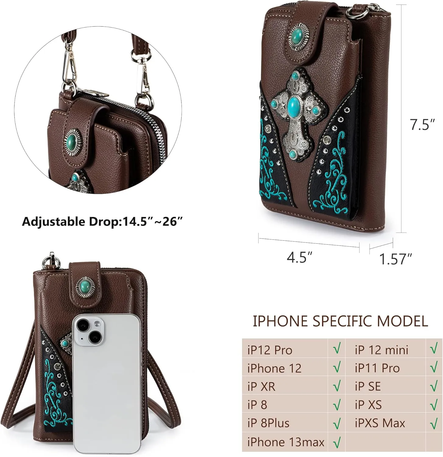 Montana West Small Crossbody Bags for Women Western Handbag with Cash Slots