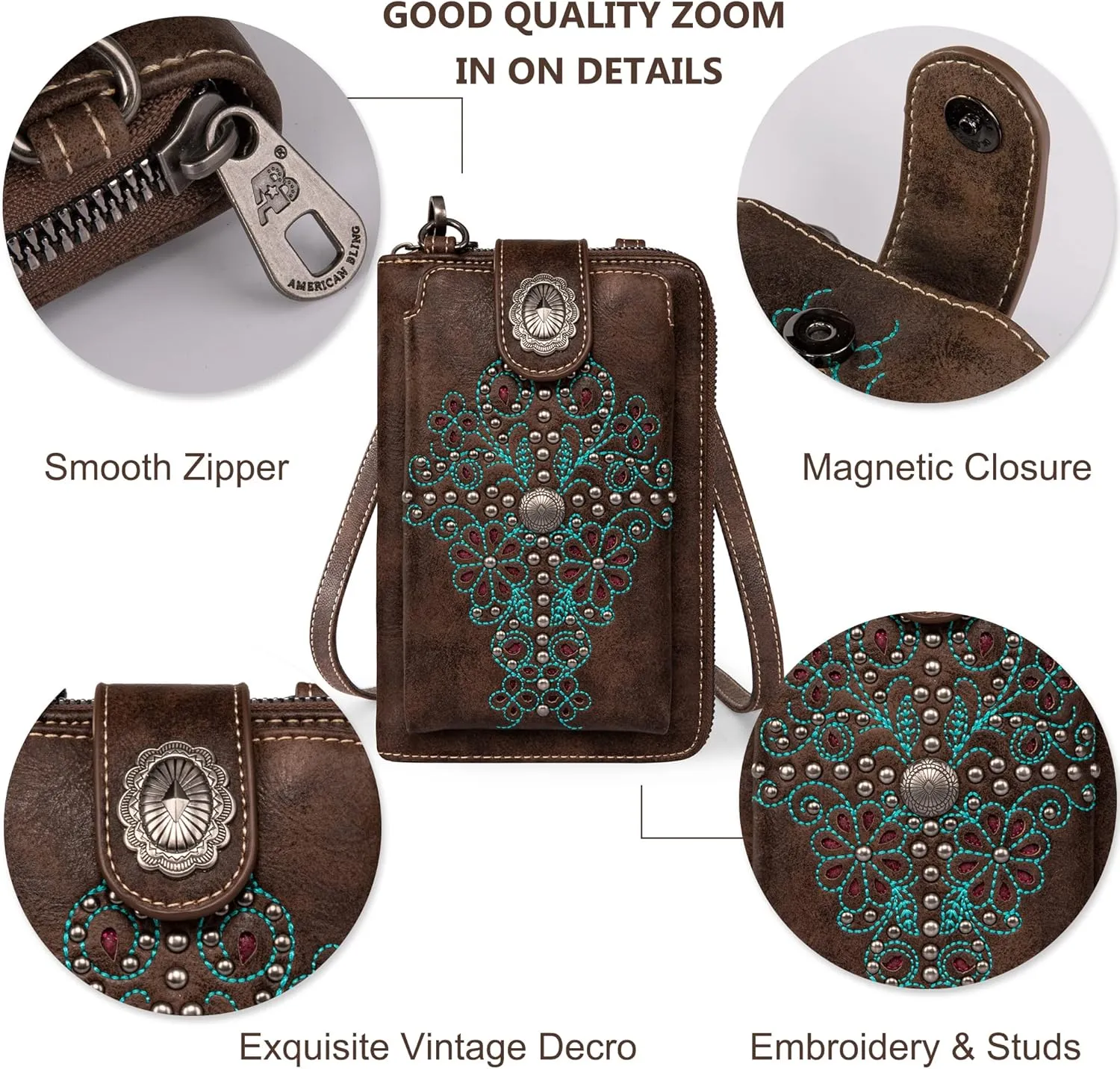 Montana West Small Crossbody Bags for Women Western Handbag with Cash Slots