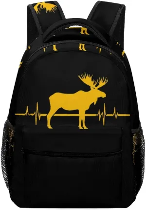 Moose Heartbeat Laptop Backpack Durable Travel Daypack Casual Shoulder Bag for Sport Hiking