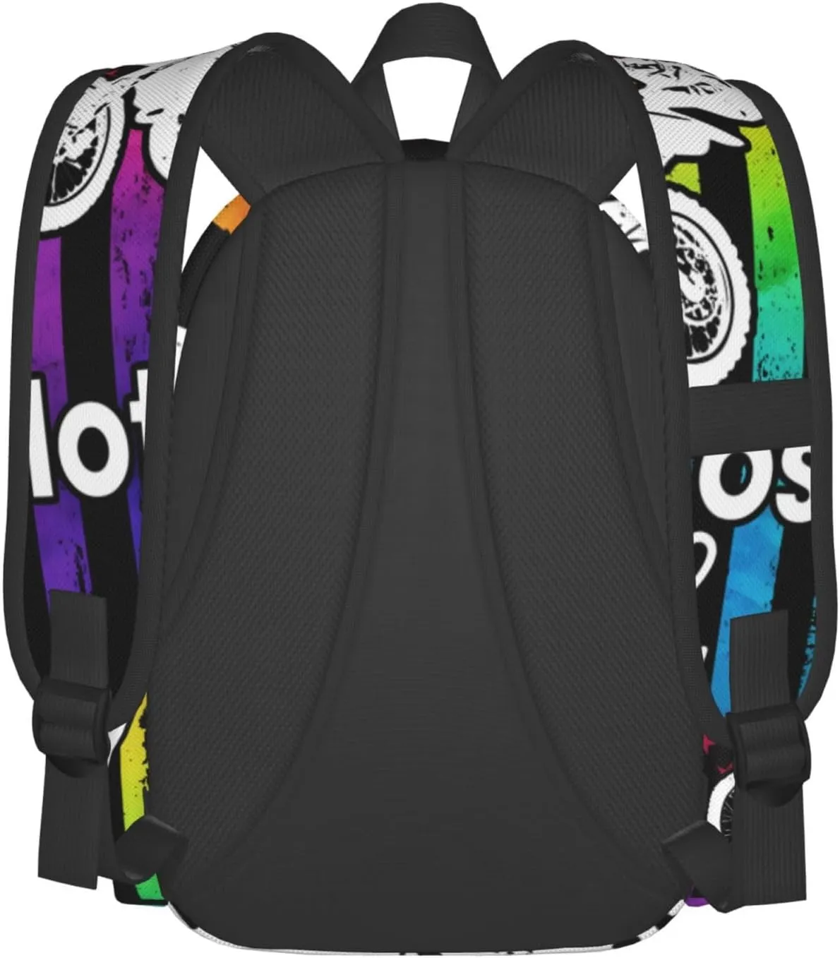 Motocross Dirt Bike Rider Racing American Flag Backpack Double Shoulder Bag 15 Inch Laptop Bagpacks for Hiking Work Camping Travel