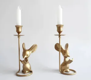 Mouse Reading Taper Candle Holders, Creative Animal Candlestick Holders, Centerpiece Table Decorative Candlelight, Dinner Metal Candle Stand, Home Decor…