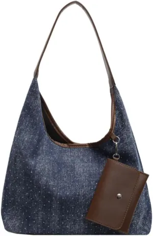 Multipurpose Western Styles Shoulder Bag for Modern Fashion Women Capacious Denims Handbag Large Underarm Bag Purse