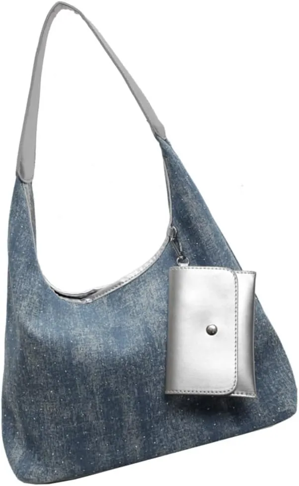 Multipurpose Western Styles Shoulder Bag for Modern Fashion Women Capacious Denims Handbag Large Underarm Bag Purse