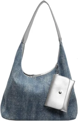 Multipurpose Western Styles Shoulder Bag for Modern Fashion Women Capacious Denims Handbag Large Underarm Bag Purse