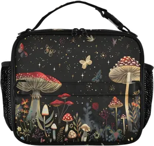 Mushroom Lunch Tote Bag with Adjustable Shoulder Strap for Teens Girls Boys Insulated Cooler Reusable Galaxy Lunch Box for Office Work Picnic