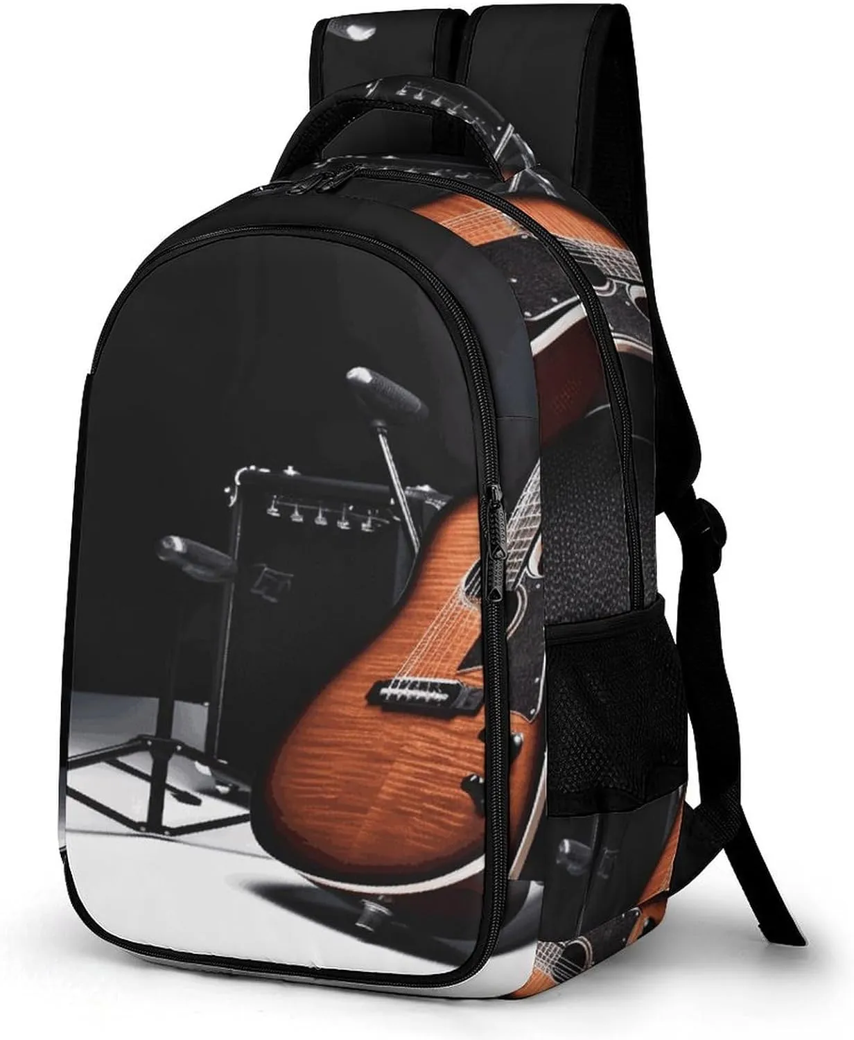 Musical Instrument Guitar Travel Backpack Adjustable Computer Bag Casual Travel Daypack Satchel Backpack Unisex