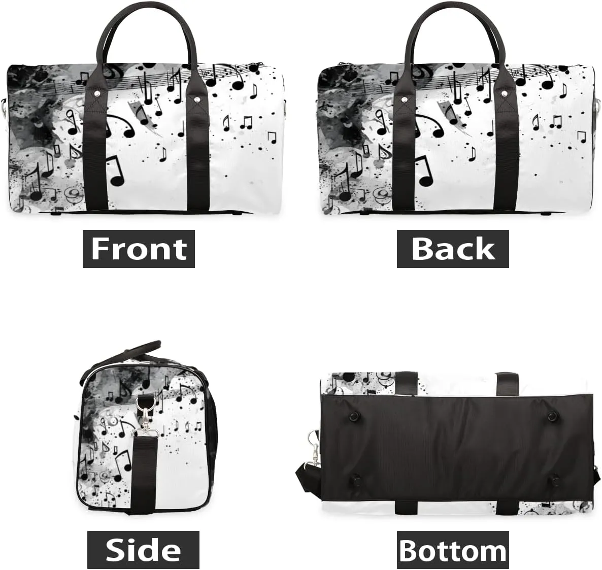 Musical Note Travel Duffle Bag for Women Men Gym Duffel Foldable Bag Waterproof Weekender Modern Print Duffle Tote