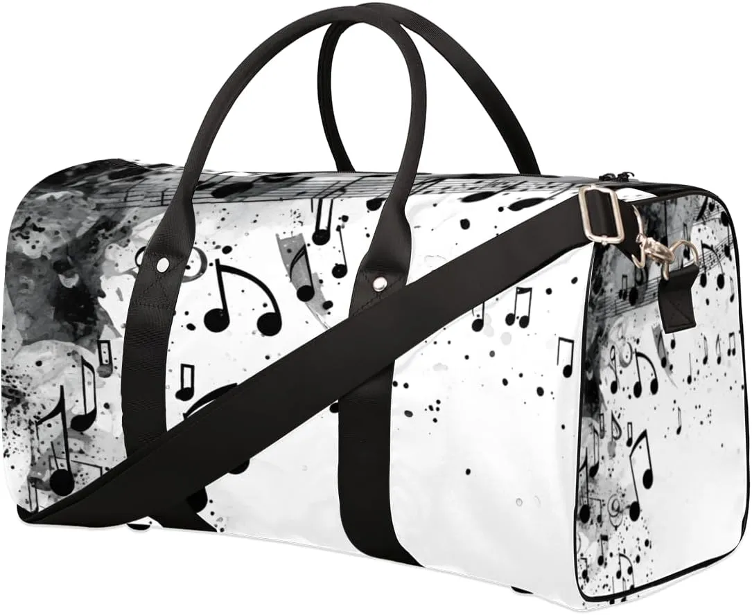 Musical Note Travel Duffle Bag for Women Men Gym Duffel Foldable Bag Waterproof Weekender Modern Print Duffle Tote