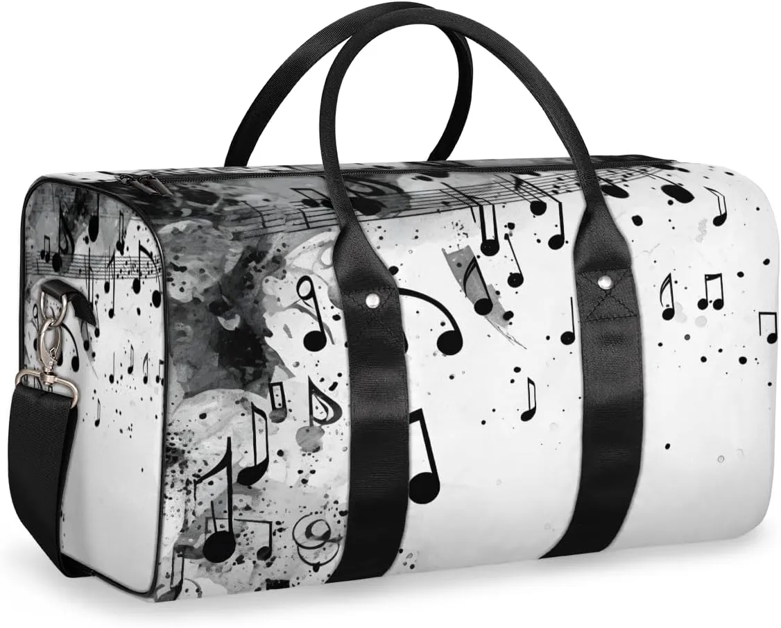 Musical Note Travel Duffle Bag for Women Men Gym Duffel Foldable Bag Waterproof Weekender Modern Print Duffle Tote