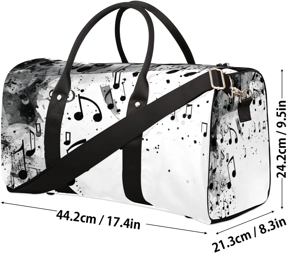 Musical Note Travel Duffle Bag for Women Men Gym Duffel Foldable Bag Waterproof Weekender Modern Print Duffle Tote