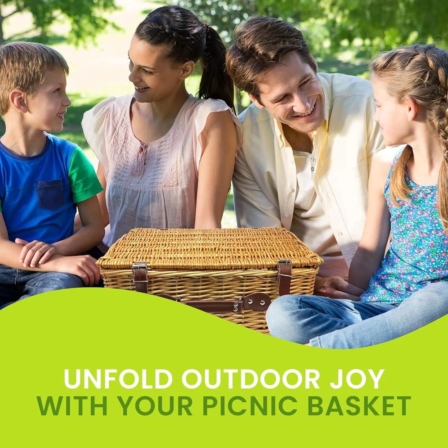 Nature Gear Picnic Basket, Wicker Basket with Handle for Outdoors, Insulated Woven Basket, Includes a Service Kit of Dinnerware & Wine Glasses, Picnic Basket Set for 4, Red & White