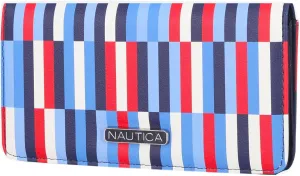 Nautica Seaside Slim Womens Wallet RFID Blocking Credit Card Holder, Coin Purse, Checkbook Organizer Clutch, Small Vegan Leather Wallet for Travel, Americana Stripe