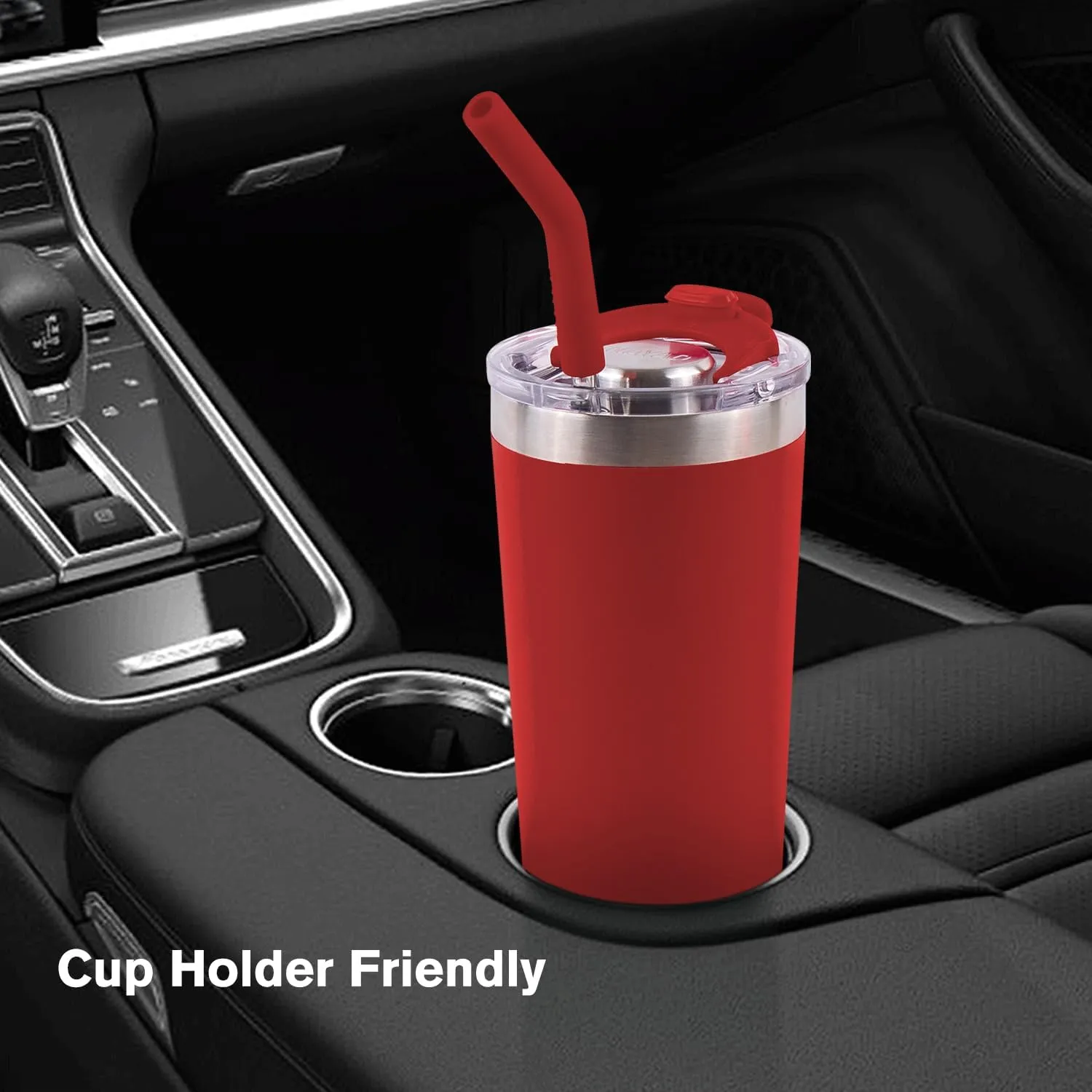 NAYAD 22oz Tumbler with Lid and Straw Travel Coffee Mug Insulated Stainless Steel Vacuum Cup Fits Cup Holders For Cold and Hot, Red