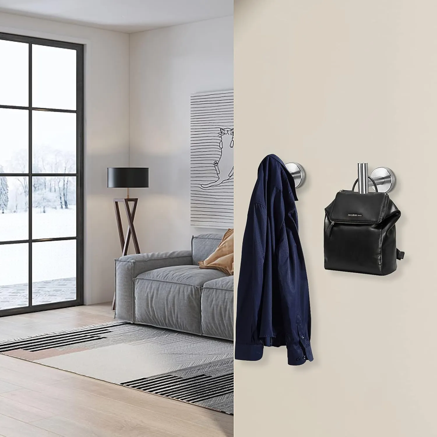NearMoon Bath Towel Hooks- SUS 304 Stainless Steel Robe Hook Holder, Heavy Duty Coat Hook for Bathroom Livingroom Hotel Kitchen Garage, Wall Mounted- 4 Pack (Brushed Nickel)