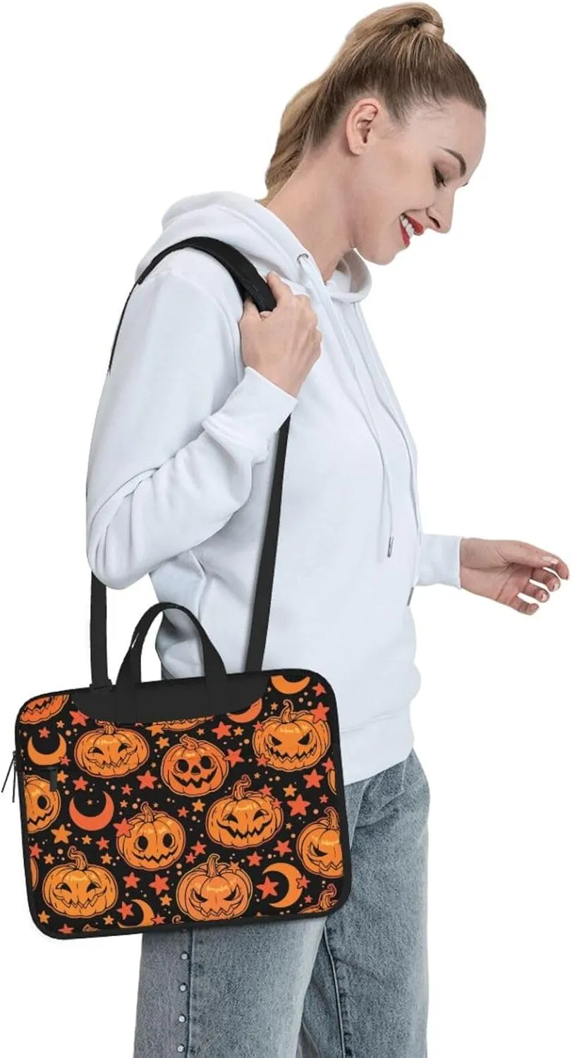 Neon Skull Glowing Eyes Laptop Bag Classic Slim Briefcase Messenger Bag, Spacious, Ergonomic
