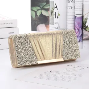 New European and American Shiny Dinner Bag Fashion Splicing Evening Dress Bag Metal Chain Shoulder Bag Bridesmaid Storage Bag