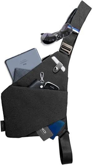 NIID-FINO NEO Sling Bag,Anti-theft Crossbody Shoulder Bag,Chest Bags Slim Flex Bags,Multipurpose Daypack (Meteorite black, Right Hand)
