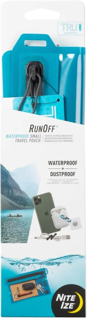 Nite Ize RunOff Waterproof Travel Pouch with TRU Zip - Dry Pouch for Phone & Travel Necessities - Touchscreen Friendly Waterproof Pouch with Reliable Zipper - Blue, Small